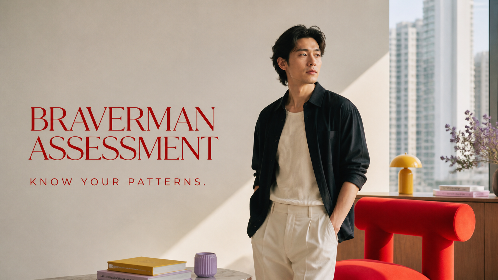 Young Asian adult in a warm, modern Hong Kong home